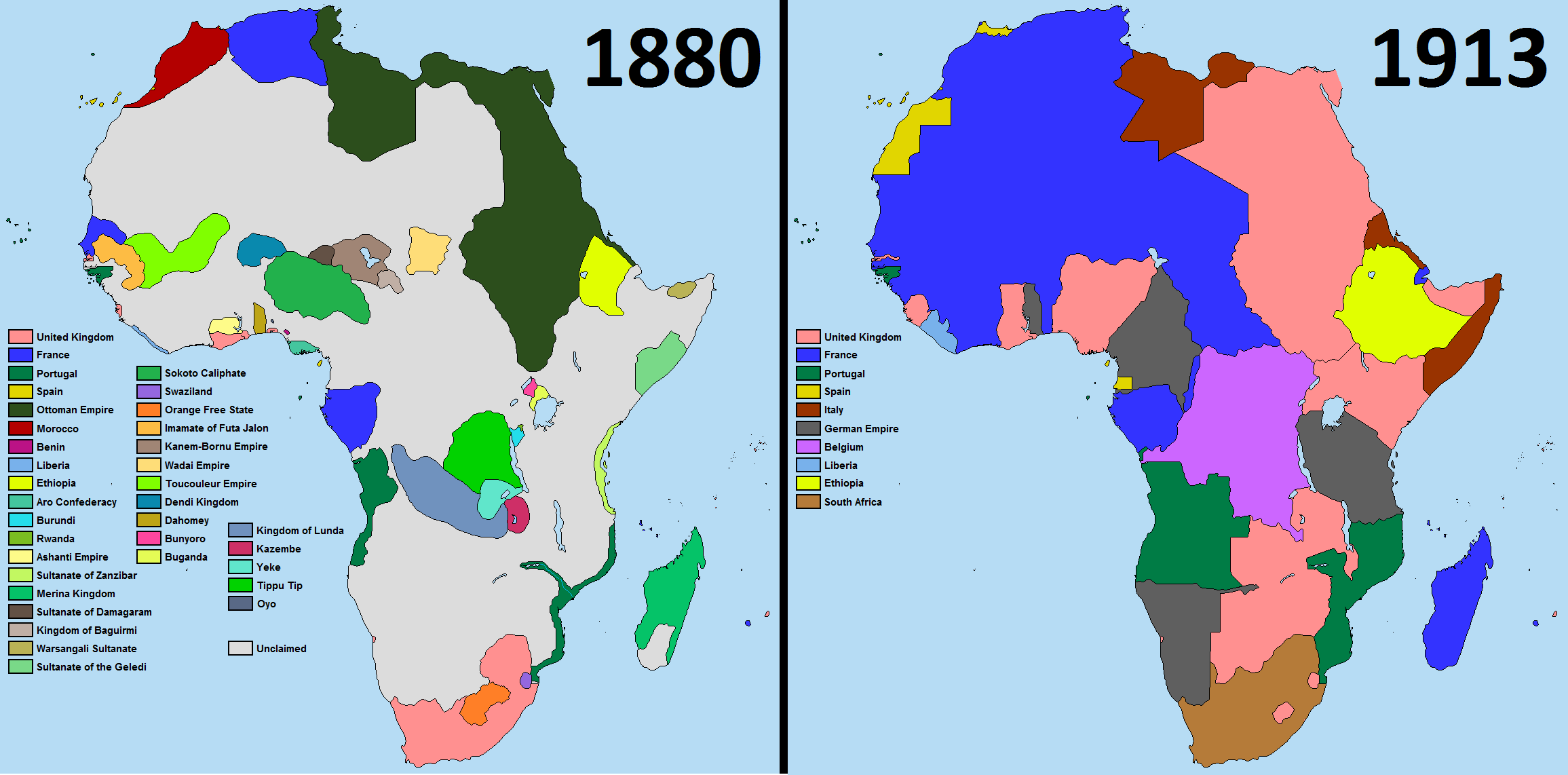 Карта африки 1914 года